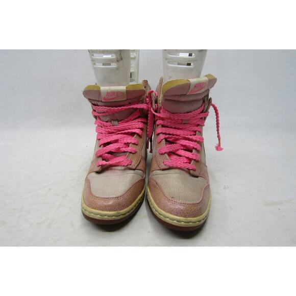 NIKE Sky Hi Dunk Womens Sz 8.5 Pink Shimmer Lace Up Hidden Wedge Sneaker - Picture 5 of 11